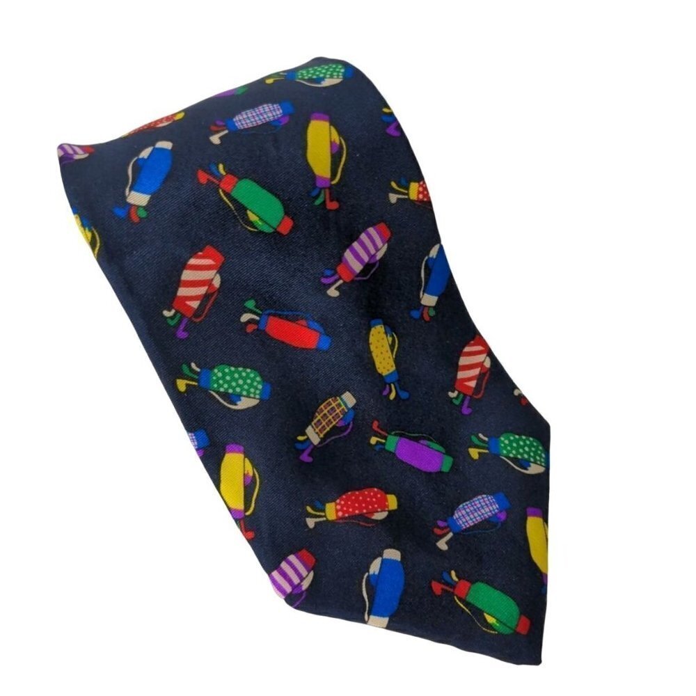 Vintage 1993 Alynn Neckwear Golf Bags Silk Necktie